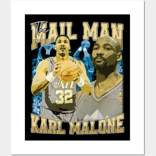 Karl Malone The Mail Man Basketball Legend Signature Vintage Retro 80s 90s Bootleg Rap Style Posters and Art